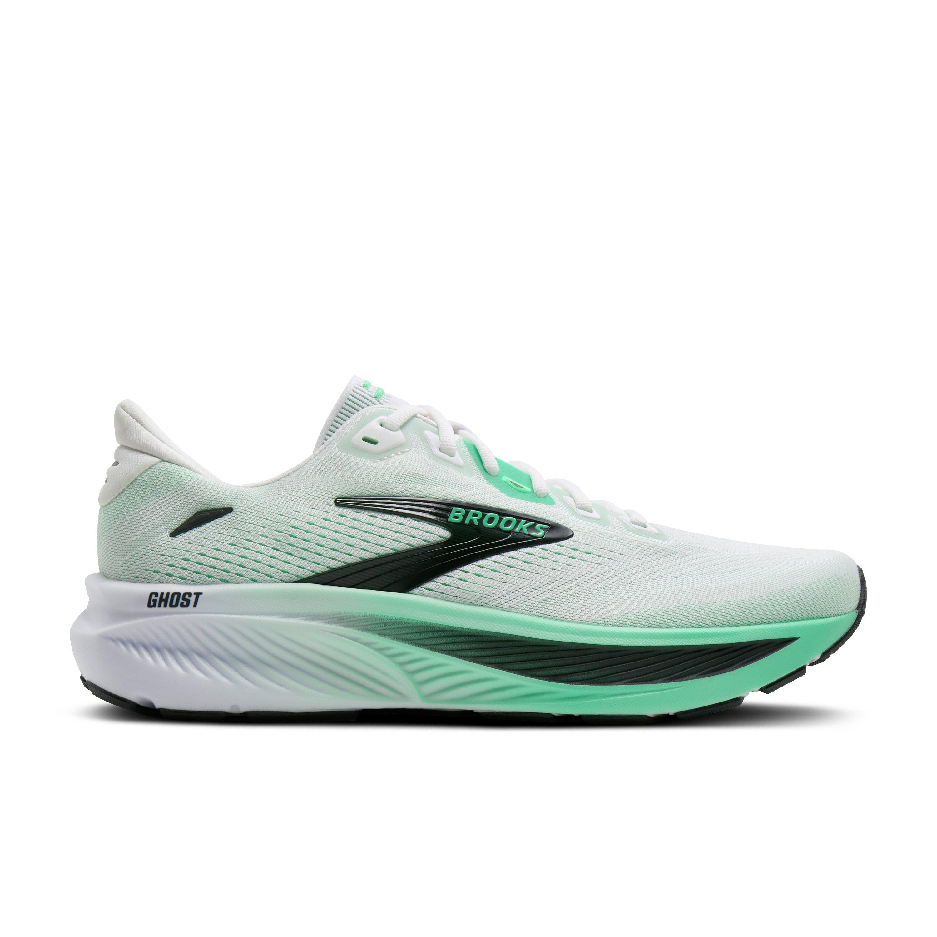 Brooks Ghost 18 "White/Spring Bud/Spruce" Men's Running Shoe - WHITE/SPRING/SPRUCE